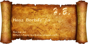 Hesz Borbála névjegykártya